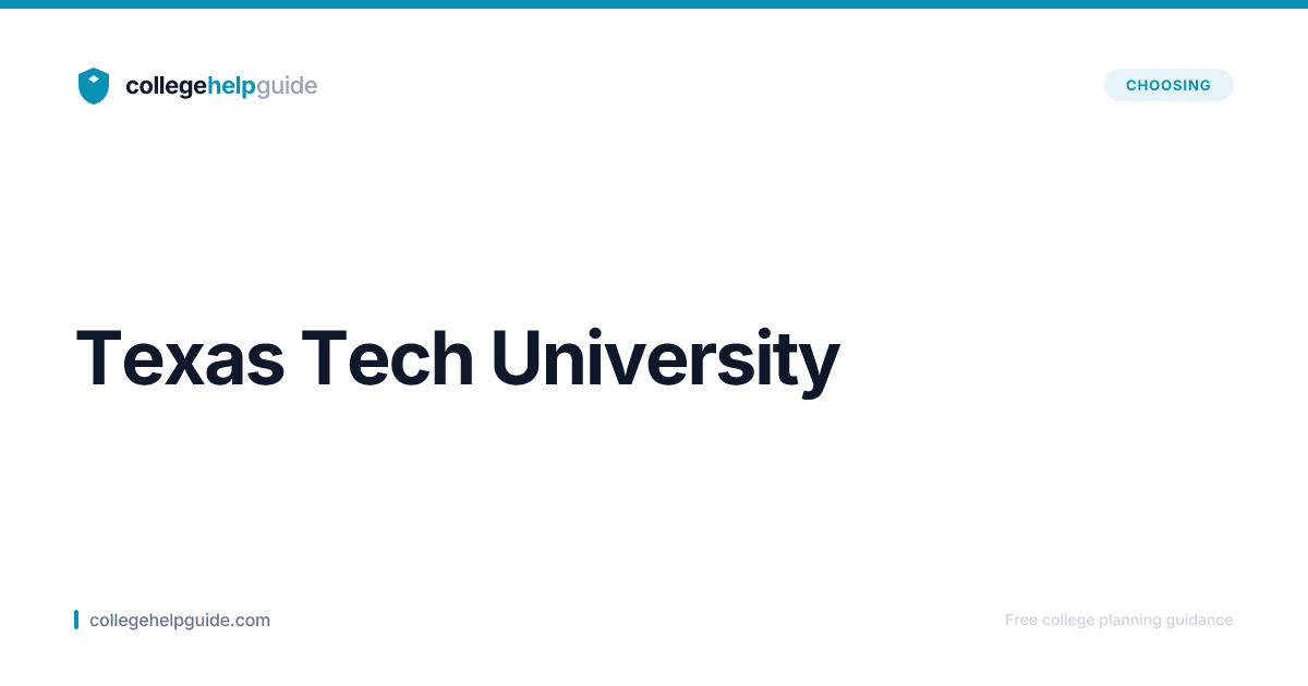 Texas Tech University | Cost & Admissions | CollegeHelpGuide